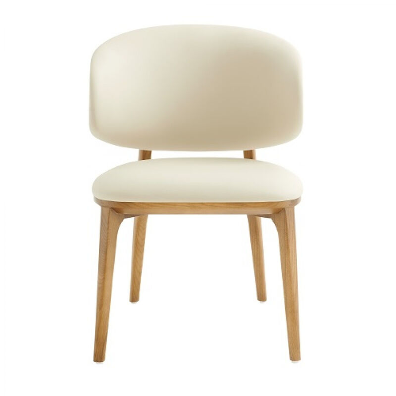 HomeRoots Cream And Brown Upholstered Fabric Wing Back Dining Side Chair image number 0