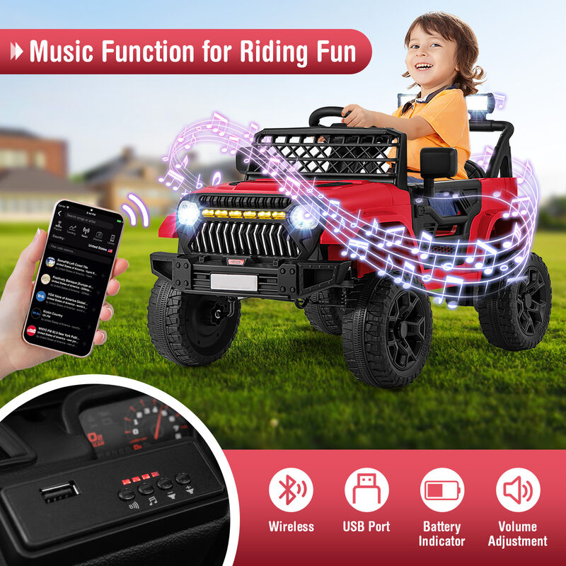 Kids 12V Ride On Truck Car with Music Player and Remote Control image number 4