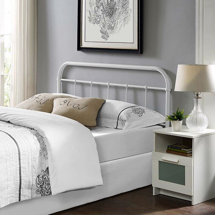 Hivvago Queen size Vintage White Metal Headboard with Round Corners