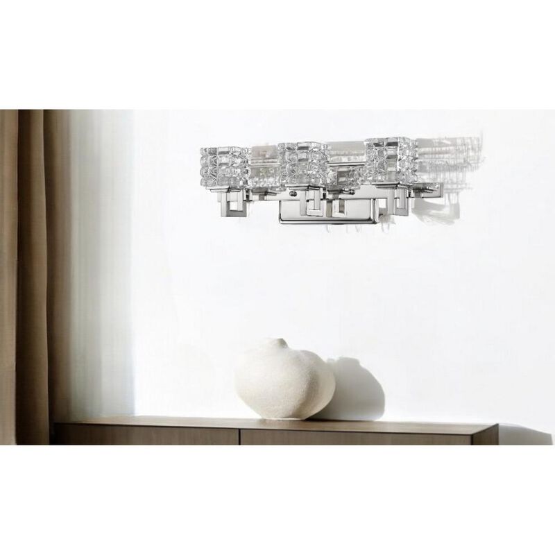 Hivvago Coralie 3-Light Polished Nickel Sconce With Pressed Crystal Shades