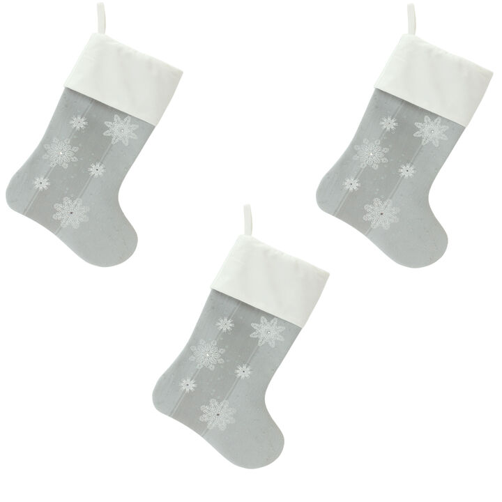 Stocking (Set of 3) – Polyester Christmas Stockings for Holiday Decor and Gifts