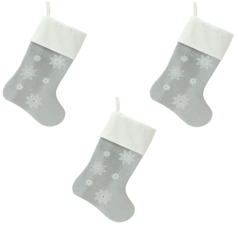 Stocking (Set of 3) – Polyester Christmas Stockings for Holiday Decor and Gifts