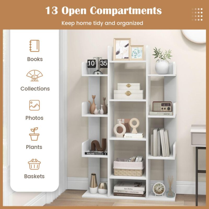 Hivvago Tree-Shaped Bookshelf with 13 Compartments for Home Office