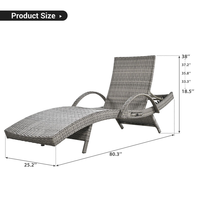 Merax Solid Outdoor Wicker Chaise Lounge Chairs image number 8