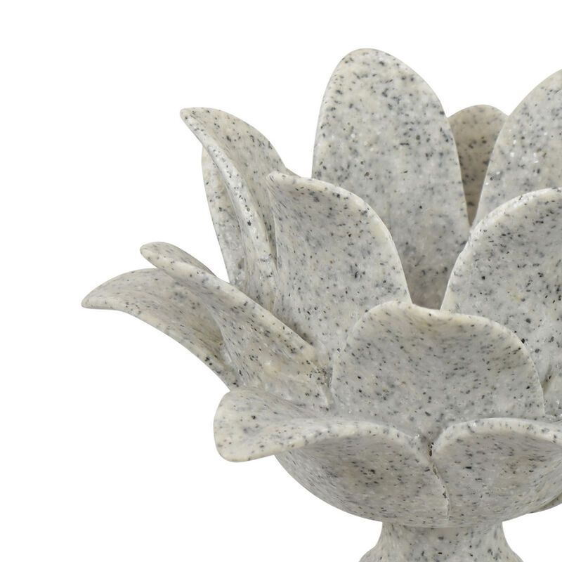 Tabletop D&eacute;cor Candle Holder, Lotus Leaf Sculptural, Speckled Gray, 10 Inch image number 4
