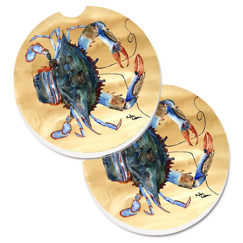Caroline's Treasures Crab Set of 2 Cup Holder Car Coasters 8156CARC, 2.56, Multicolor