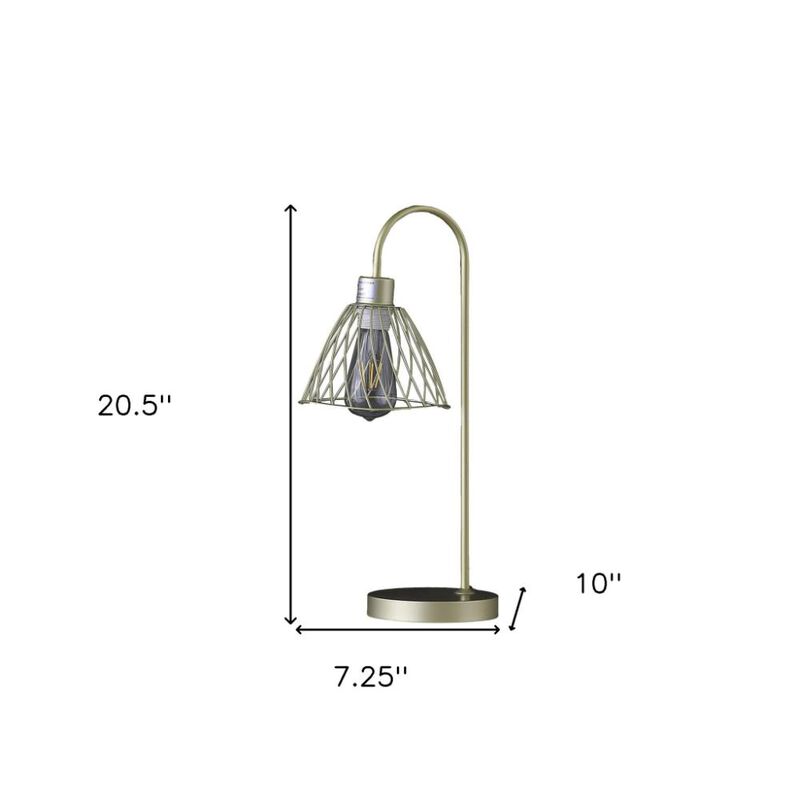 Hivvago 21" Gold Bedside Table Lamp With Gold Cage Shade