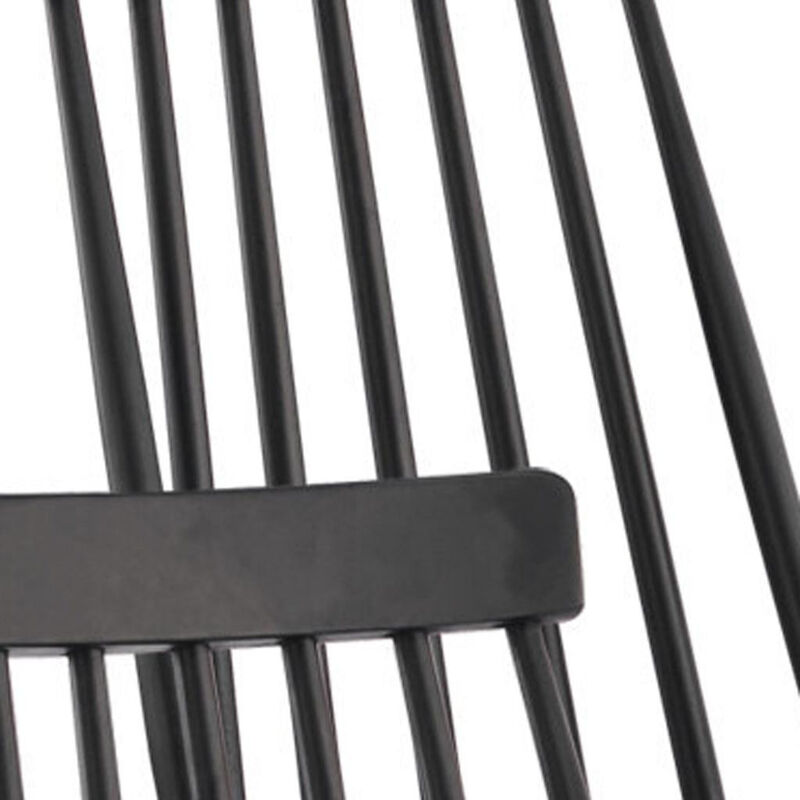 HomeRoots Set of Four Black Solid Wood Windsor Back Dining Side Chairs image number 4