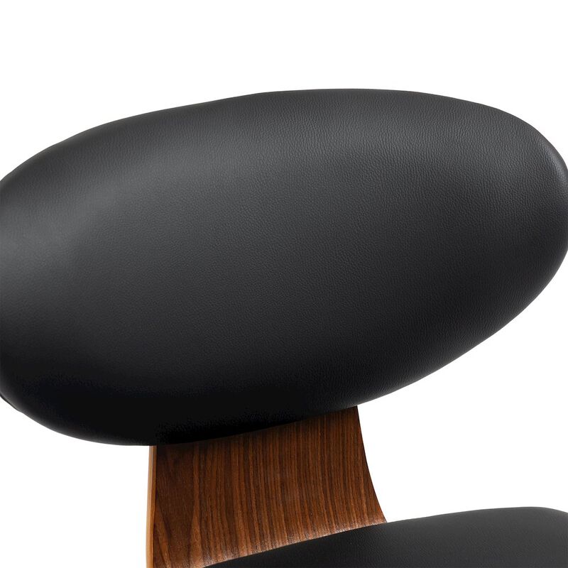 Glamour Home Set of 2 Bettina Black Faux Leather Dining Chair with Walnut Wood Legs