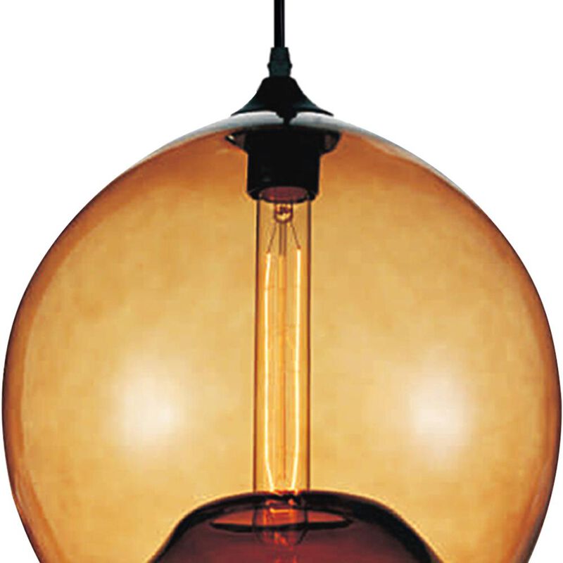 Glass 1 Light Down Mini Pendant With Amber Finish