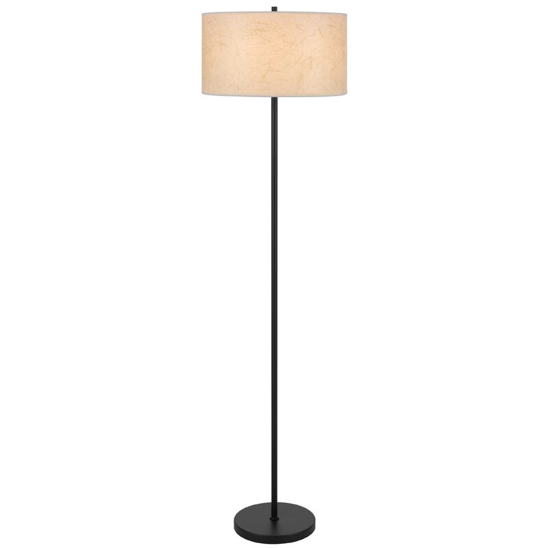 Avira 61 Inch Floor Lamp, String Pattern White Fabric Shade, Black Metal image number 2