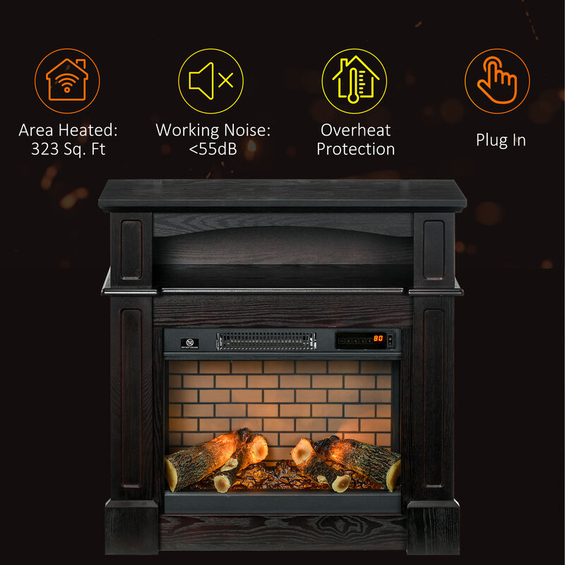 Electric fireplace heater with realistic flames and adjustable heat for cozy rooms image number 6
