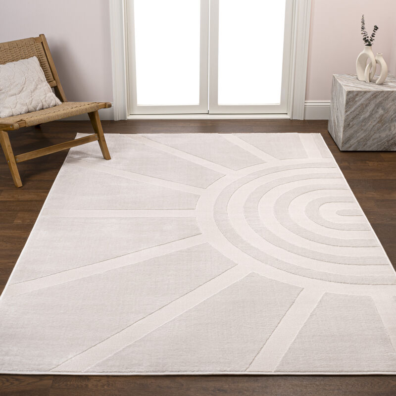 Aelius MidCentury Scandinavian Abstract Sun Two-Tone High-Low Area Rug