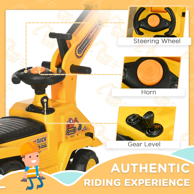 BreeBe 2 in 1 Ride On Toy Digger Digger Tractor Pulling Cart Pretend Play Construction Truck image number 6