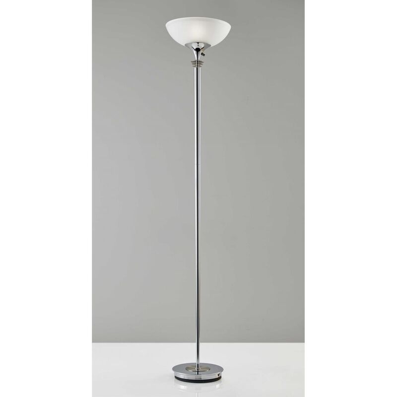 HomeRoots  Chrome Metal 300W Torchiere Lamp, 14 x 14 x 71.5 in.