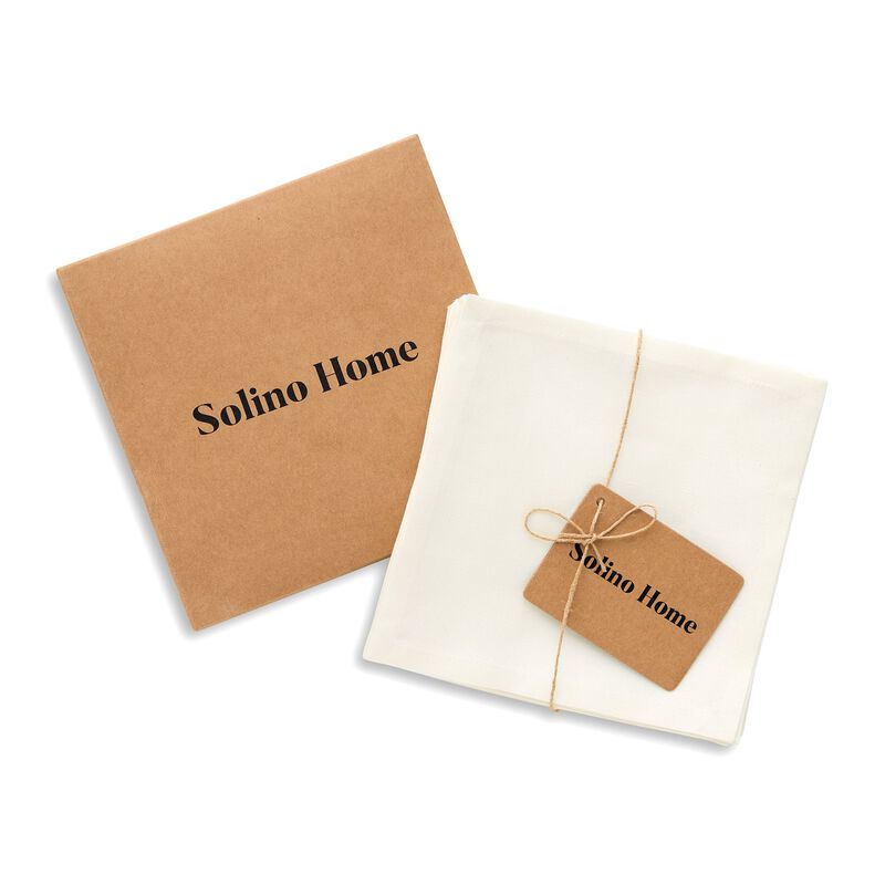 Solino Home Cotton Linen Hemstitch Cocktail Napkins &ndash; Set of 12, 6 x 6 in, Machine Washable, Holiday and Everyday Dining