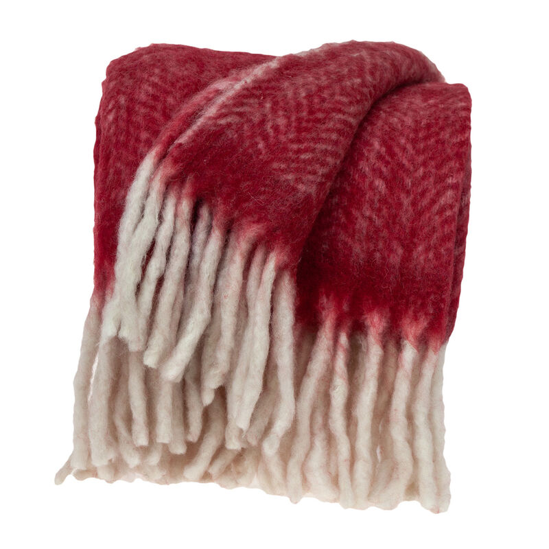 HomeRoots Red Woven Acrylic Solid Color Reversable Throw image number 3