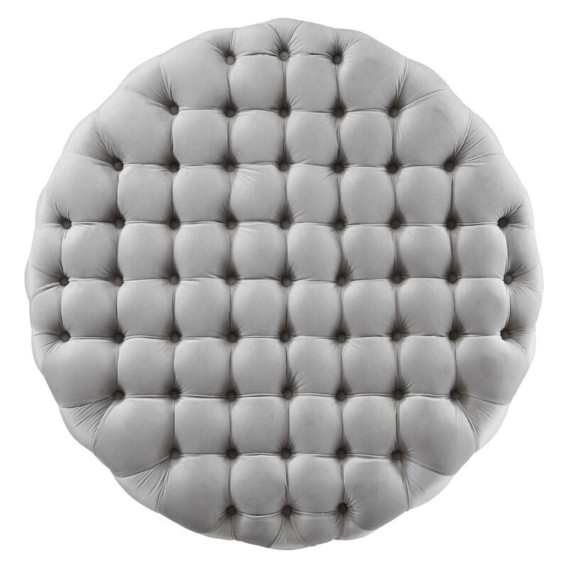 Amour Tufted Button Large Round Performance Velvet Ottoman image number 2