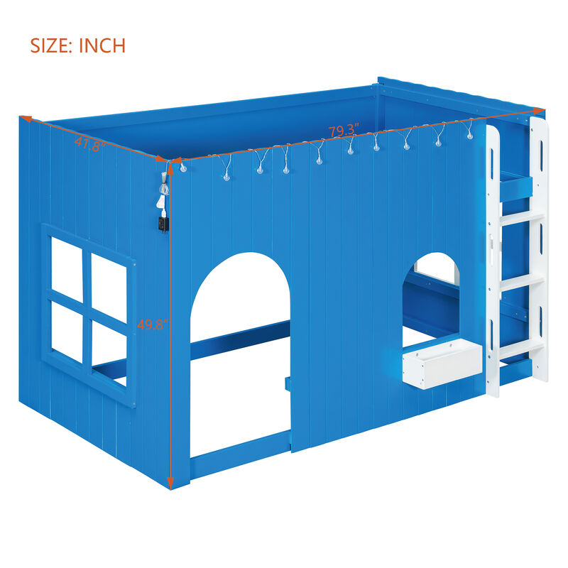 Merax Country-Style Loft Bed with Warm LED Lights image number 3