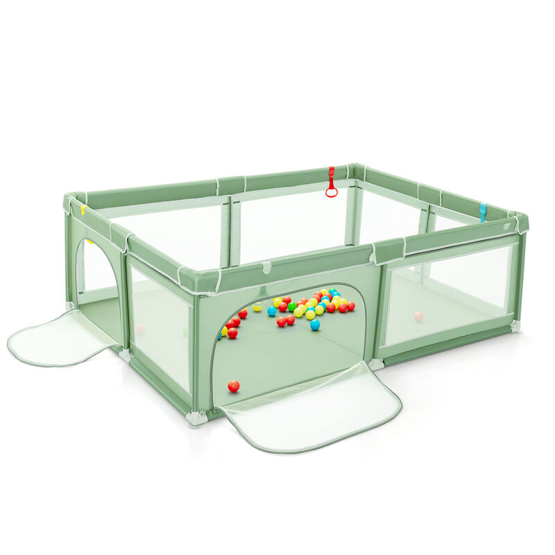 81 x 58 Inch Portable Baby Playpen with Ocean Balls and Handlebars