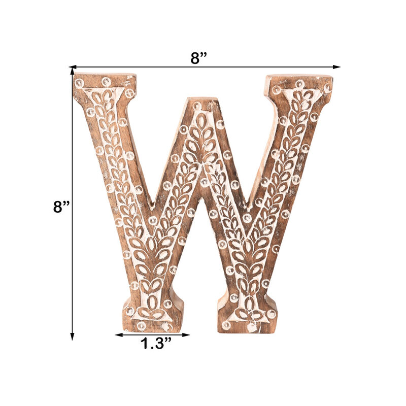 Vintage Natural Handmade Eco-Friendly "W" Alphabet Letter Block For Wall Mount & Table Top Décor