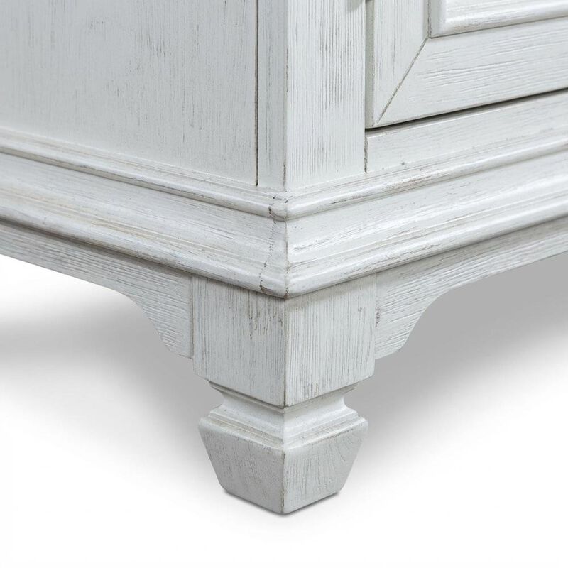Liberty Furniture White Wirebrushed Highboy TV Console with Charcoal Top in Cottage Style image number 5