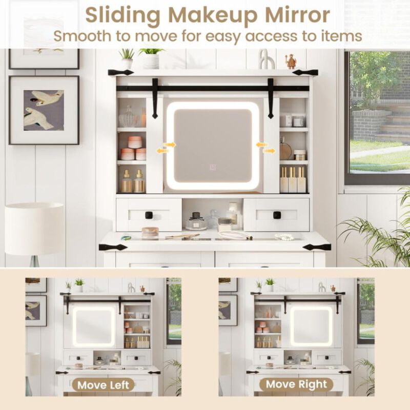 Hivvago Makeup Vanity Desk with Mirror and Adjustable Storage Shelves