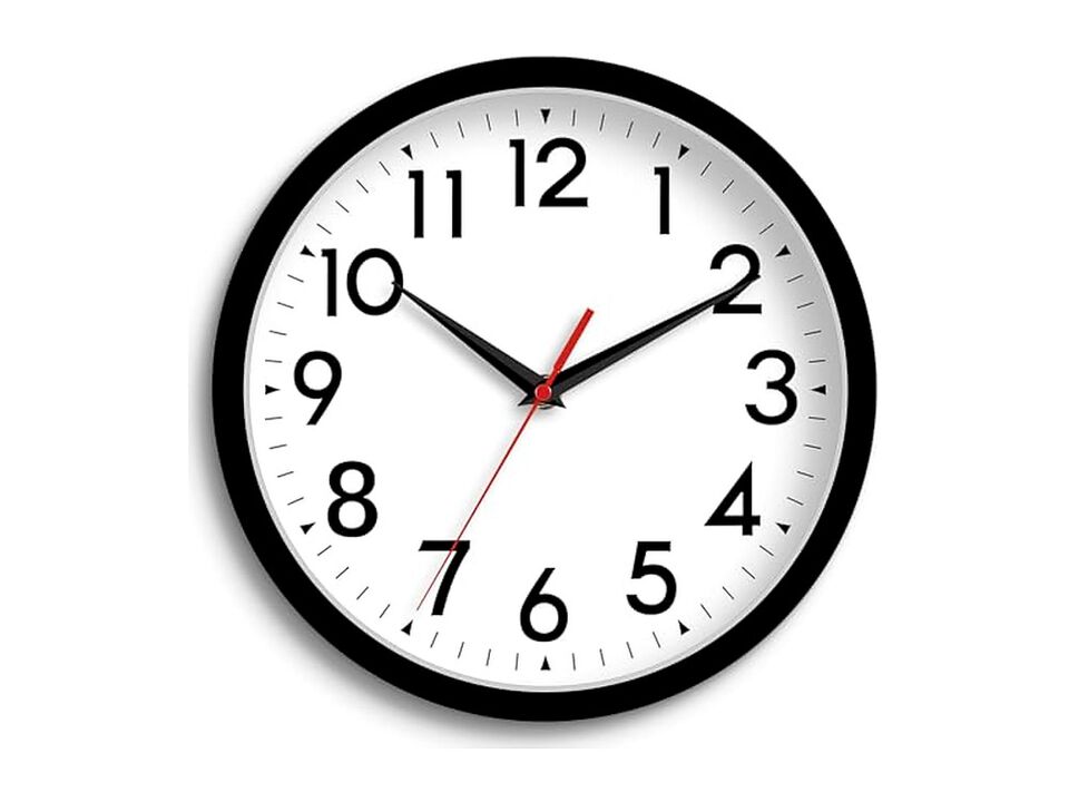 Minimalist Black Wall Clock 8 Inch Silent Non Ticking Modern Battery Operated