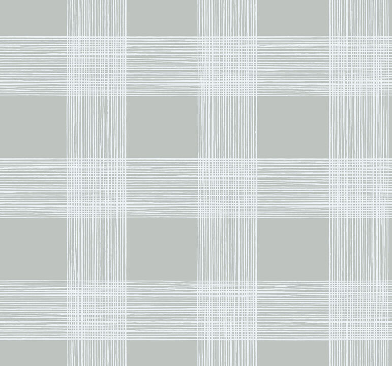 Scarborough Grey Striated Plaid Wallpaper