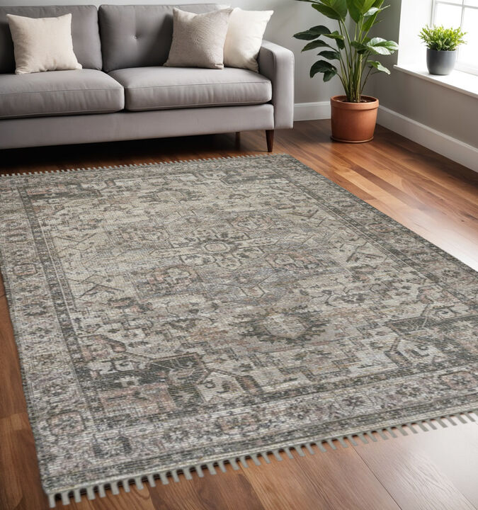 HomeRoots Oriental Hand Woven Area Rug With Fringe