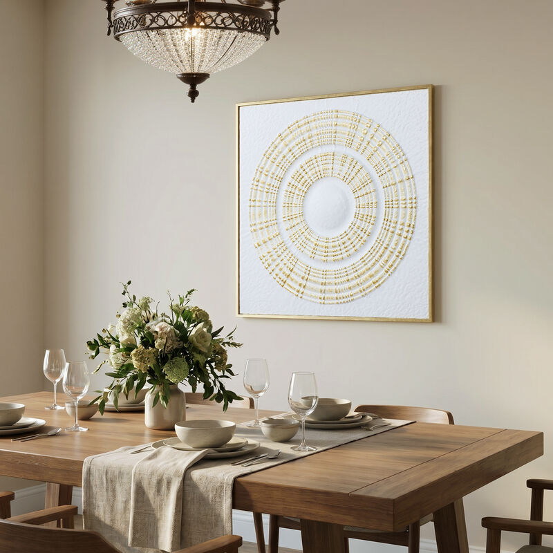 31.5" Modern Radiant Gold Metal Square Wall Art Decor image number 4