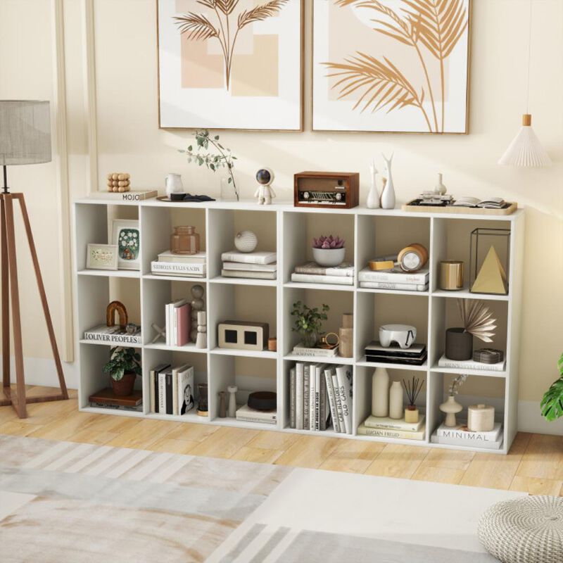 Hivvago 9 Cube Bookshelf with Back Guardrail for Living Room Bedroom