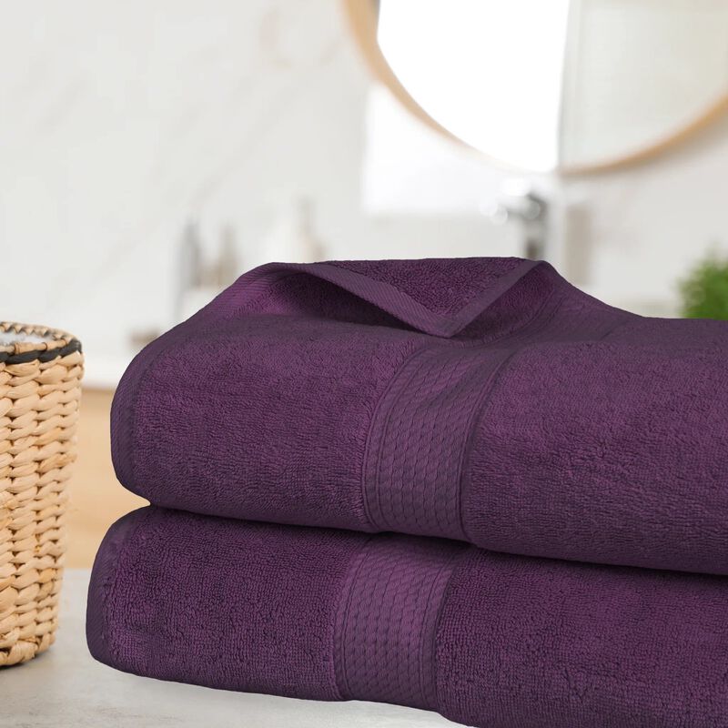 Egyptian Cotton Plush Bath Sheet Set of 2, Soft Absorbent Towels image number 1