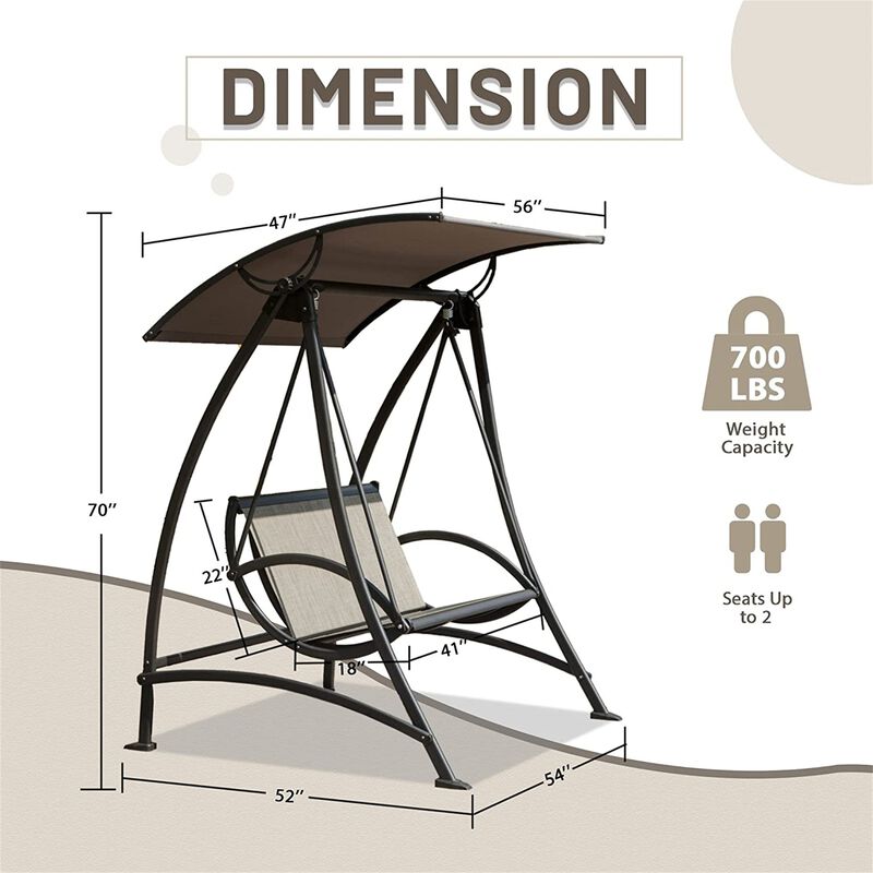 MONDAWE Patio Swing Chair with Adjustable Canopy and Durable Steel Frame Porch Swing Glider for Garden Deck Backyard