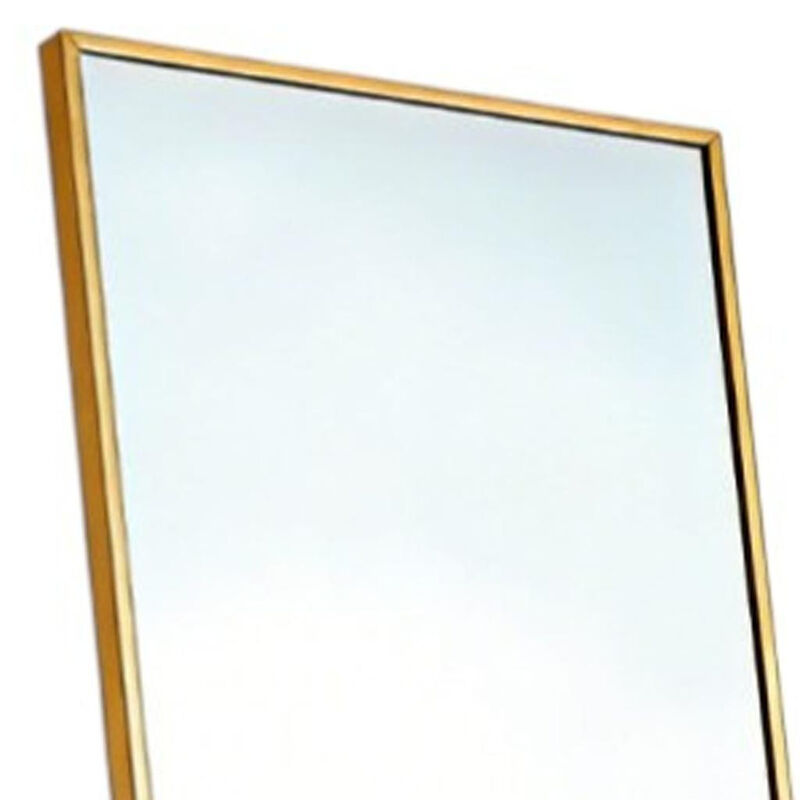 HomeRoots 70" Gold Aluminum Freestanding And Wall Mounted Framed Full Length Mirror image number 2