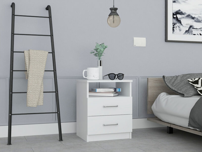 Stylish Modern Nightstand – Particle Wood Bedside Table for Small Spaces