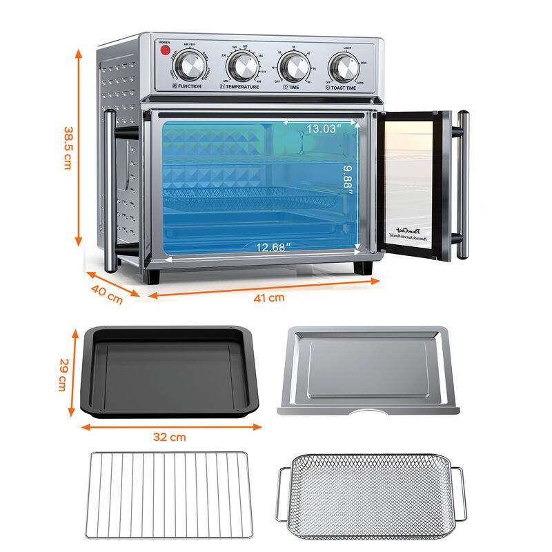 Stainless Steel 26 QT French Double-Door Air Fryer Convection Toaster Oven With 7-in-1 Multi-Function image number 7