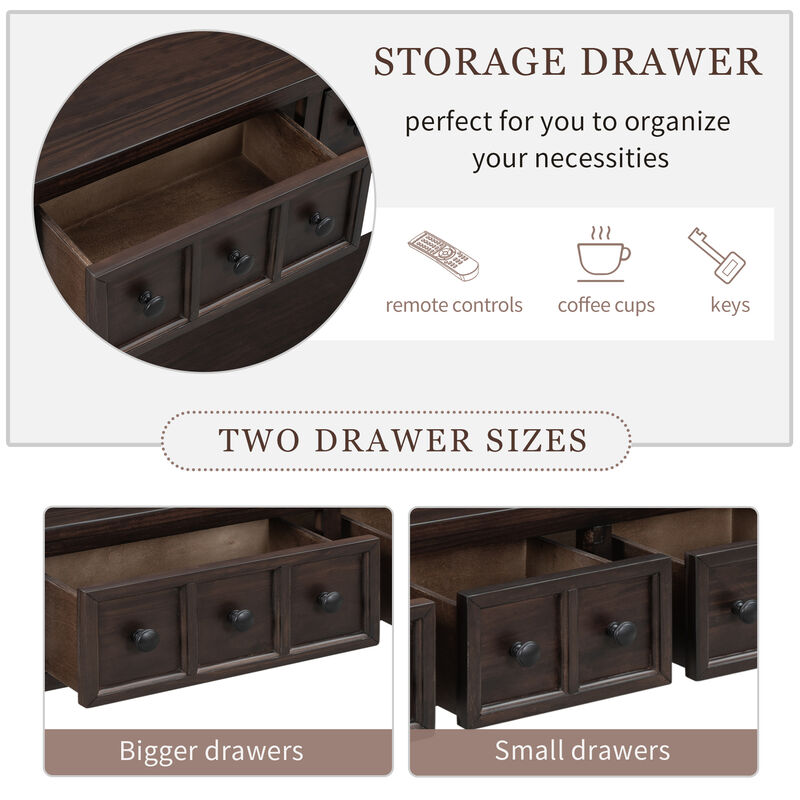 Whisen Rustic Entryway Console Table with Drawers and Bottom Shelf - Gray Wash