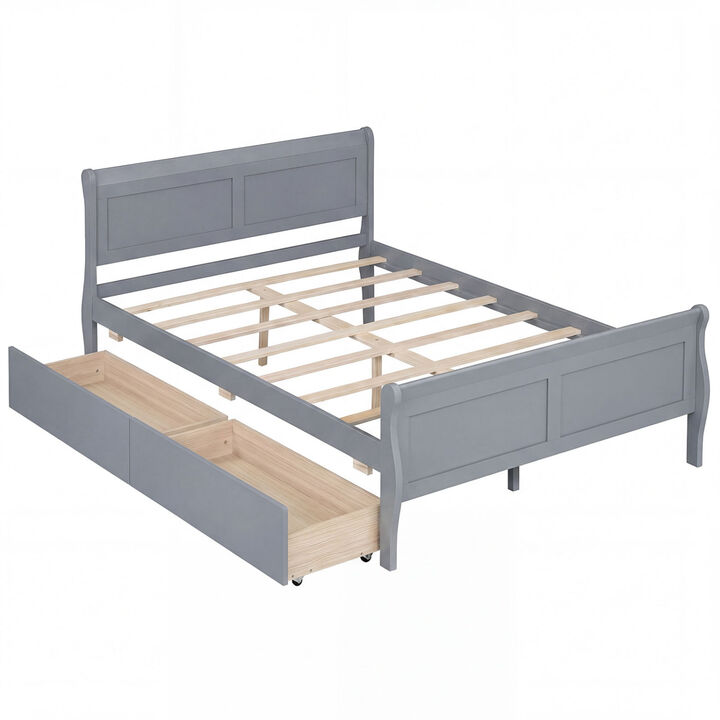 Storage Bed Frame with 2 Drawers and Footboard for Kids Teens and Adults
