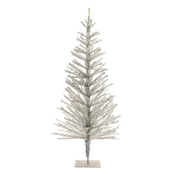 Glittered Pine Tree Accent for Holiday Table, Shelf, or Entryway Decor