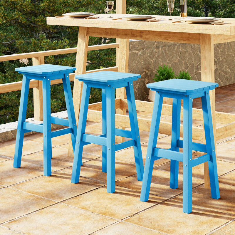 WestinTrends 29" HDPE Outdoor Patio Square Bar Stools Set of 3 image number 1