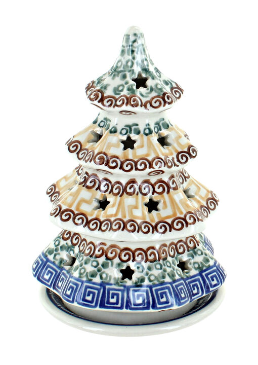 Blue Rose Polish Pottery Alyce Small Christmas Tree Luminary