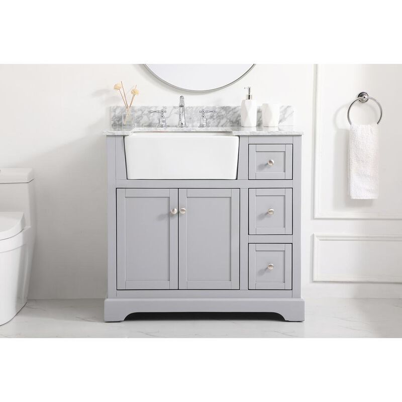 Elegant Kitchen and Bath 36 inch Single bathroom vanity in grey with backsplash