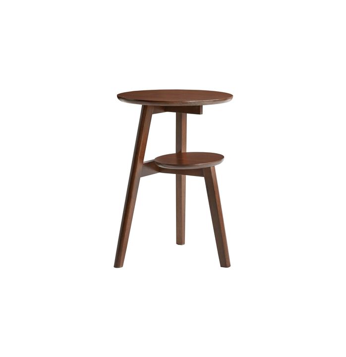 Voxfi Solid Wood 2-Tier Side Table