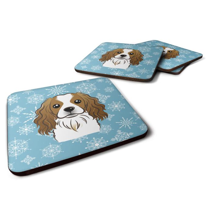 Caroline's Treasures BB1658FC Snowflake Cavalier Spaniel Foam Coasters (Set of 4), 3.5, Multicolor