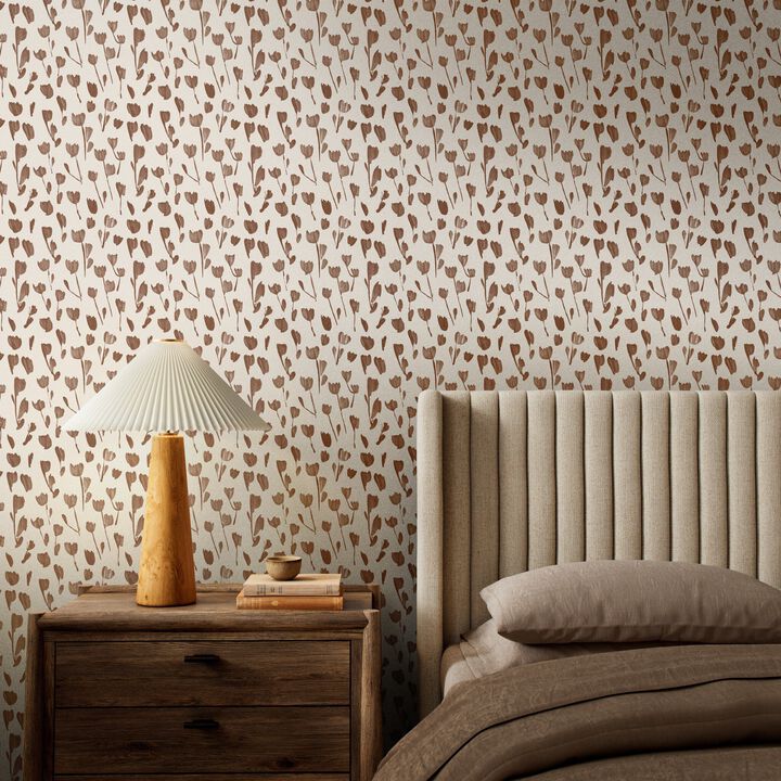 Wild Flowers I Wallpaper by Roseanne Kenny - Wild Flowers I Terracotta I