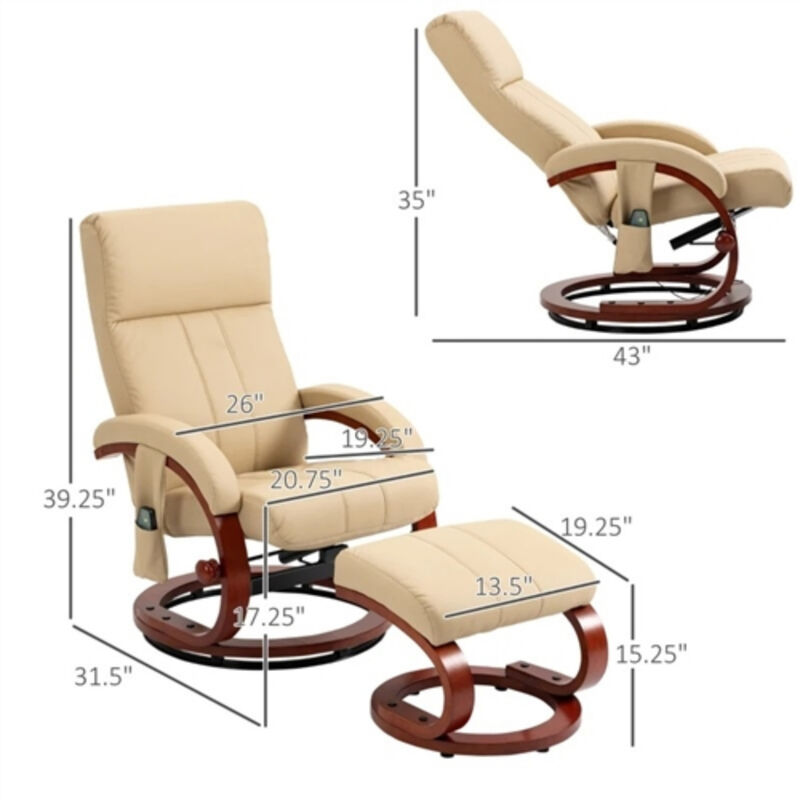 Adjustable Faux Leather Electric Massage Recliner Chair with Ottoman – Remote-Controlled Relaxation