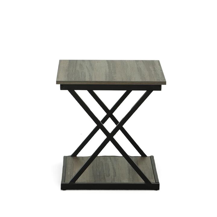 Carolina Living Stella Side Table - Weathered Gray/Black