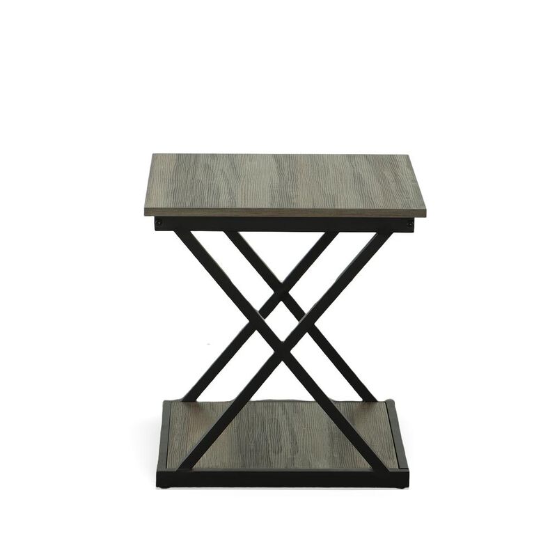 Carolina Living Stella Side Table - Weathered Gray/Black