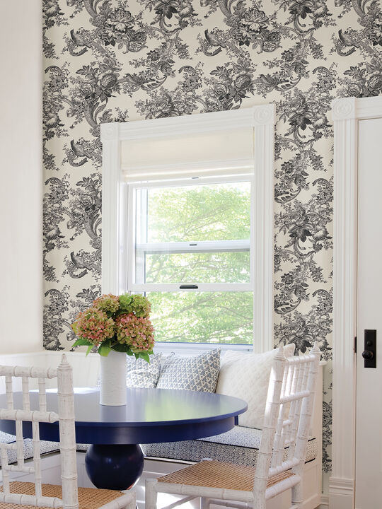 Carmel Black Baroque Florals Wallpaper (Set of 2)